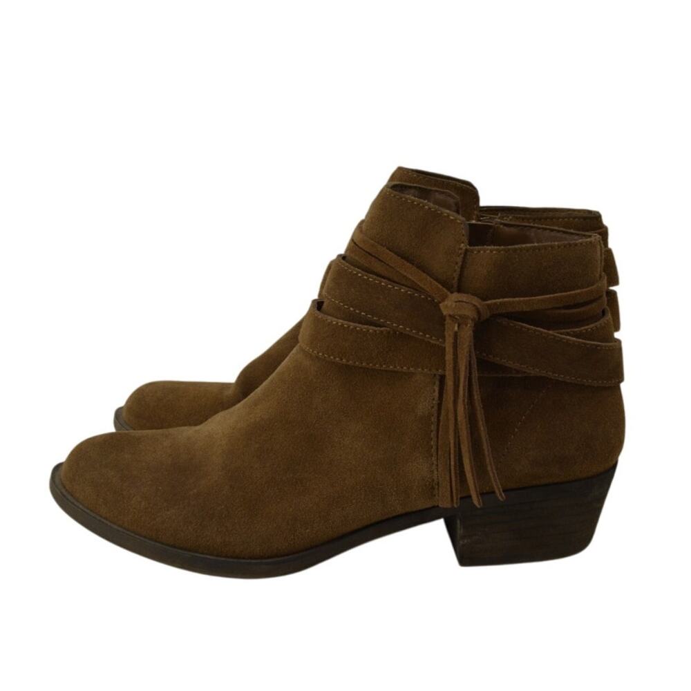 Kensie Glence Booties Sz 9 Leather Tassle Brown Suede Ankle Boots